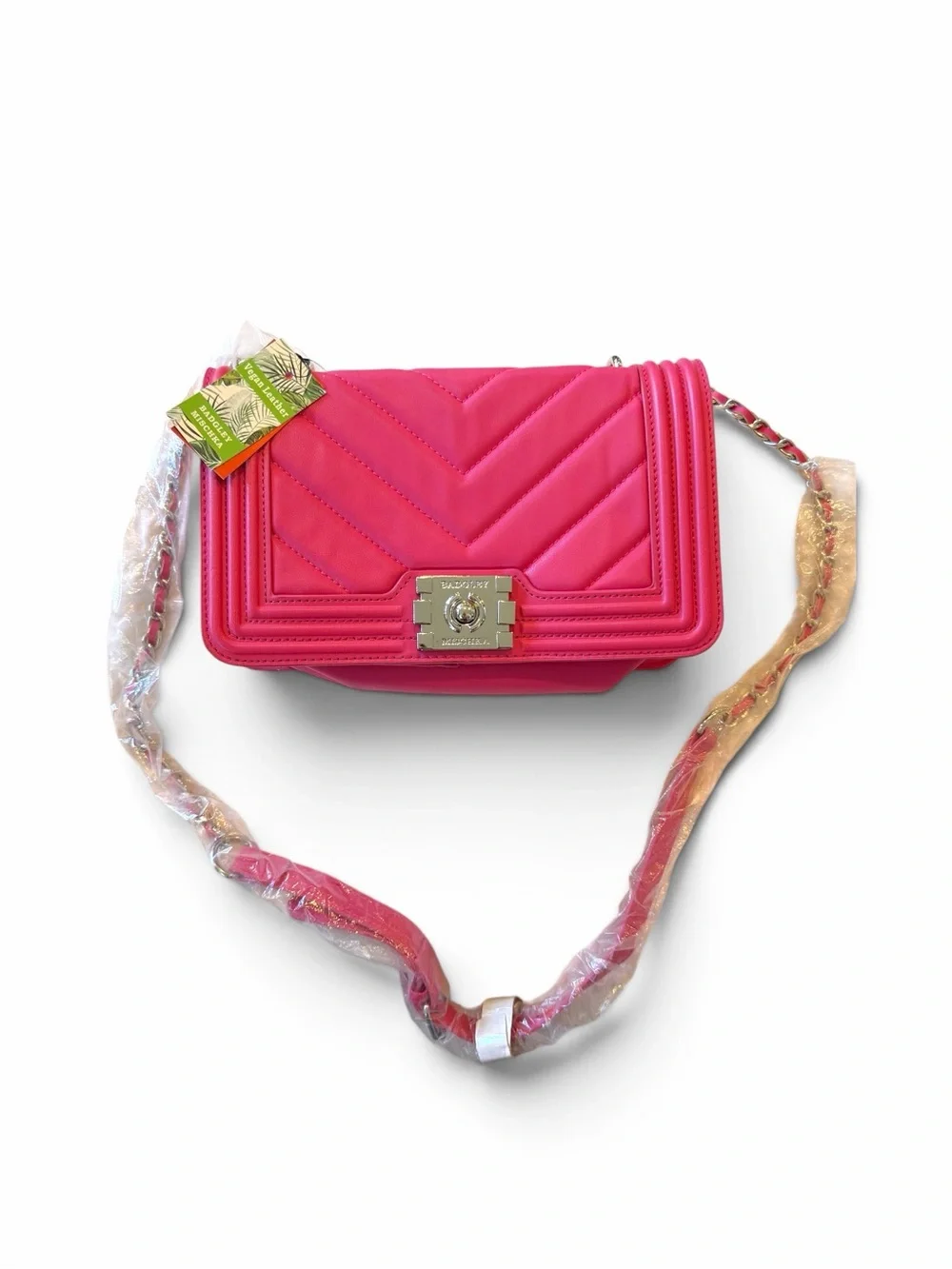 Badgley Mischka Vegan Quilting Cross Body Bag Hot Pink